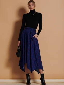Jolie Moi Skirts|Weekend Casuals-Cady Animal Print Maxi Skirt, Blue Animal