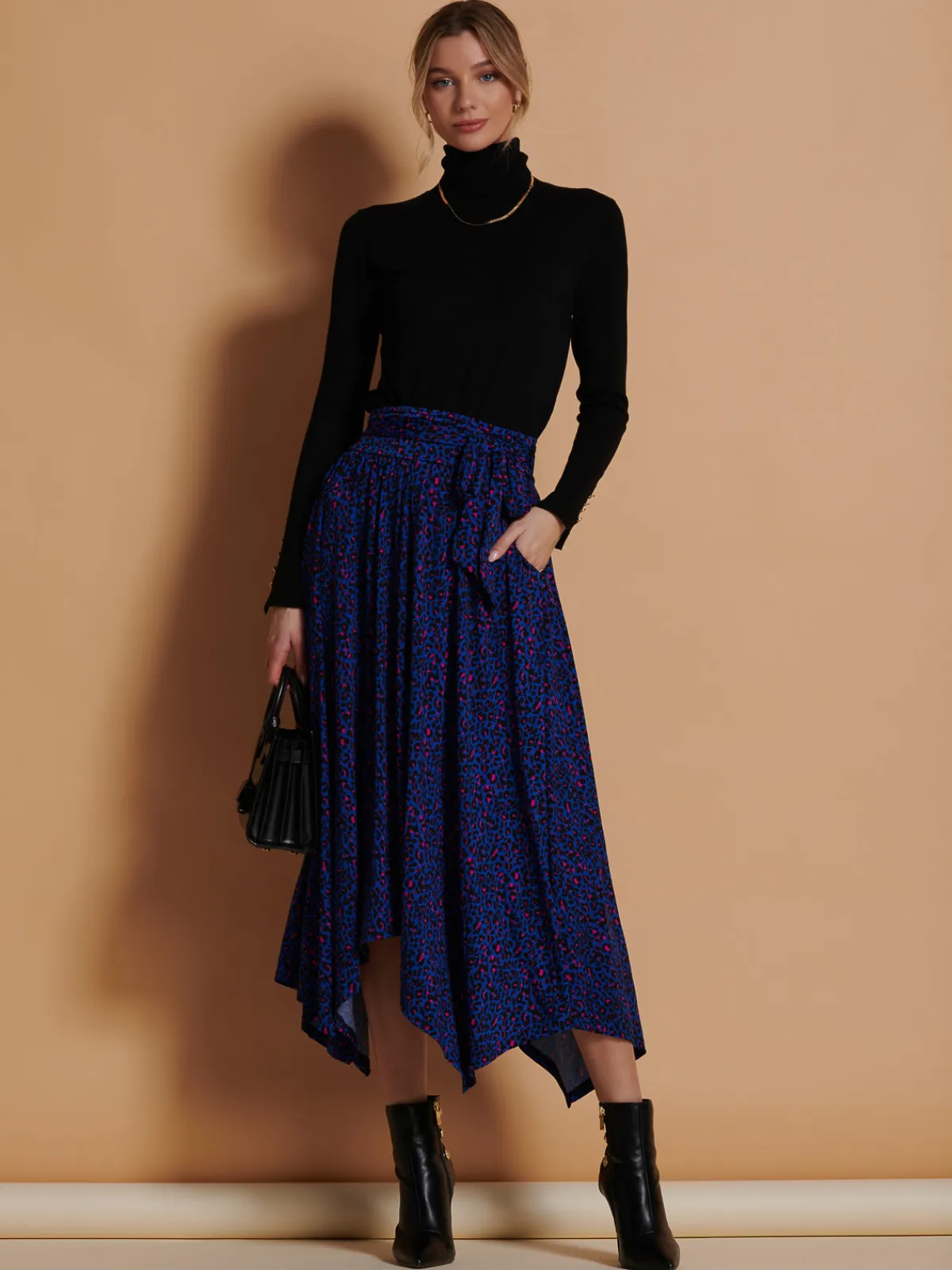 Jolie Moi Skirts|Weekend Casuals-Cady Animal Print Maxi Skirt, Blue Animal