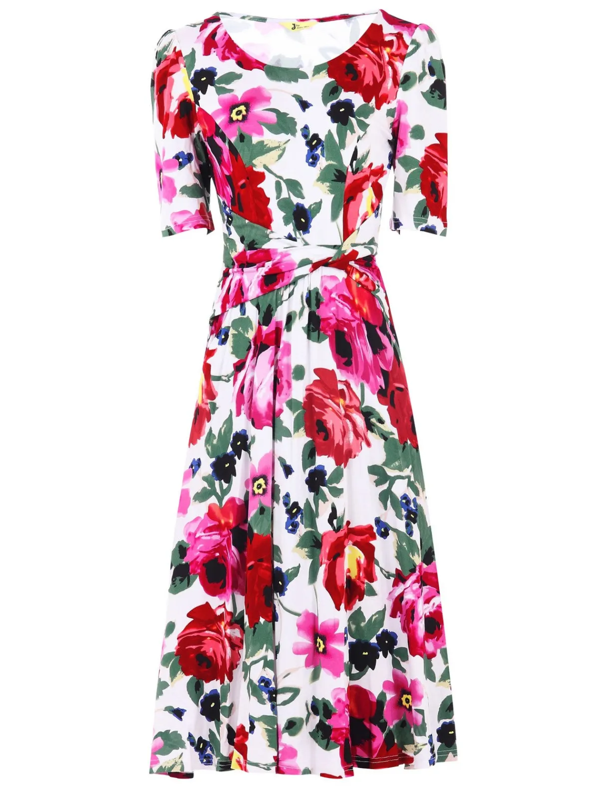 Jolie Moi Occasion Dresses|Floral Dresses-Floral Tea Dress, Pink