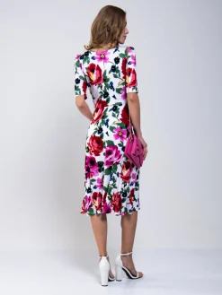 Jolie Moi Occasion Dresses|Floral Dresses-Floral Tea Dress, Pink