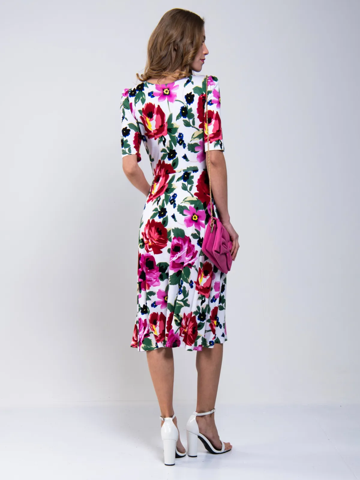 Jolie Moi Occasion Dresses|Floral Dresses-Floral Tea Dress, Pink
