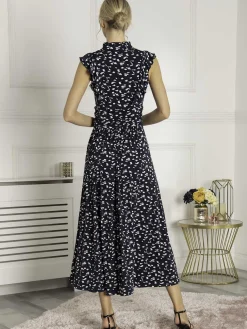 Jolie Moi Occasion Dresses|Jersey Dresses-Frill Detail Maxi Dress, Dark Teal