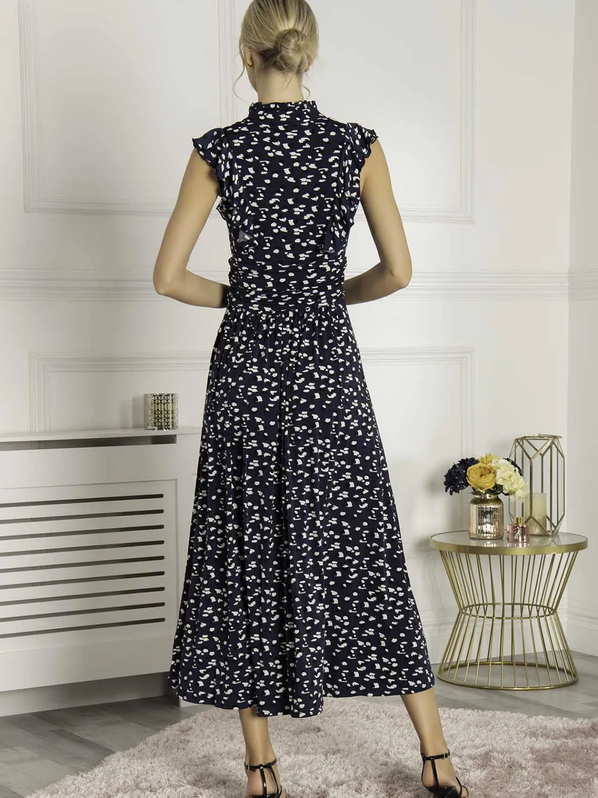 Jolie Moi Occasion Dresses|Jersey Dresses-Frill Detail Maxi Dress, Dark Teal