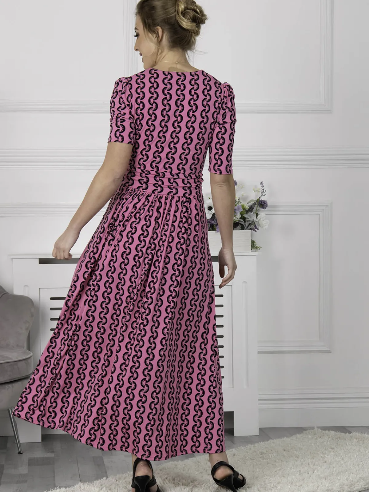 Jolie Moi Occasion Dresses|Jersey Dresses-Genesis Wrap Front Maxi Dress, Hot Pink