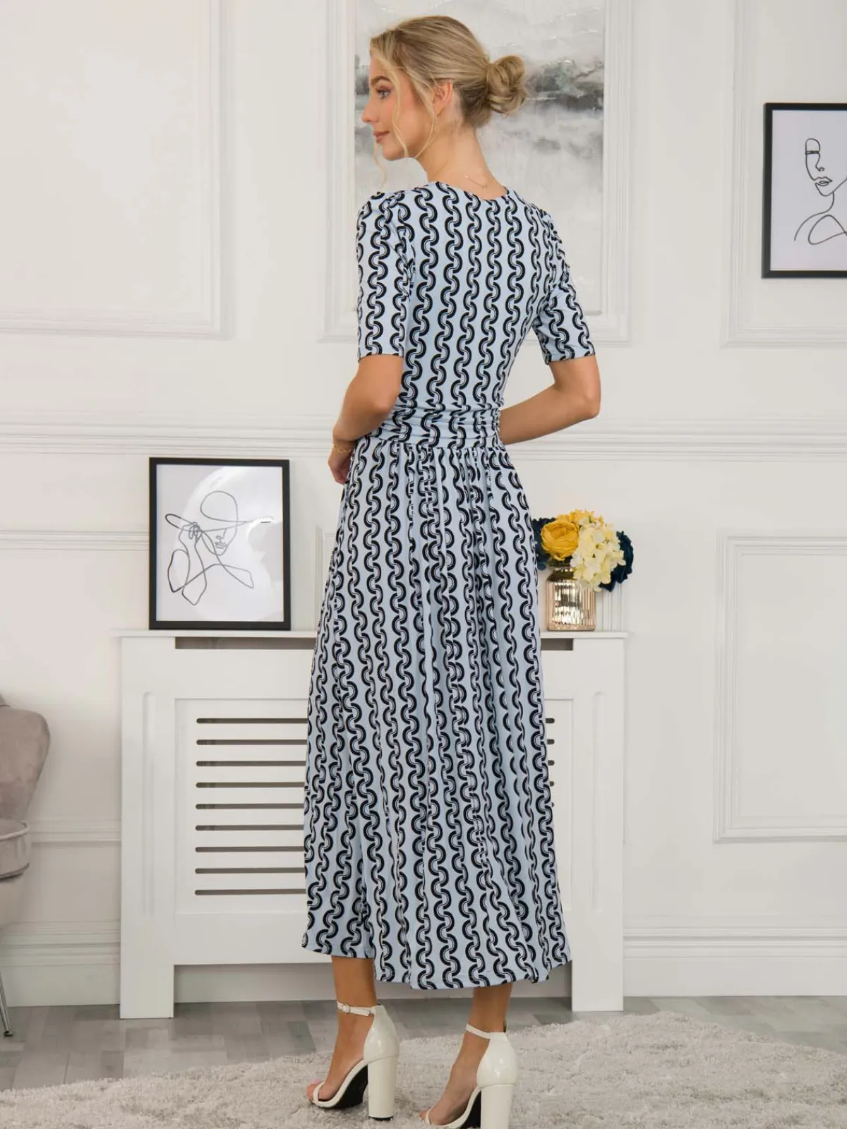 Jolie Moi Occasion Dresses|Jersey Dresses-Genesis Wrap Front Maxi Dress, Light Blue