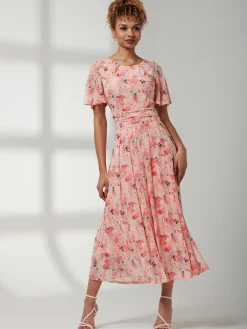 Jolie Moi Occasion Dresses|Floral Dresses-Giana Mesh Maxi Dress, Floral Multi