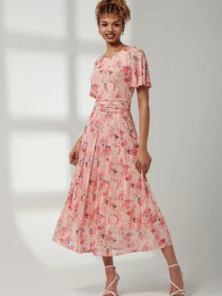 Jolie Moi Occasion Dresses|Floral Dresses-Giana Mesh Maxi Dress, Floral Multi