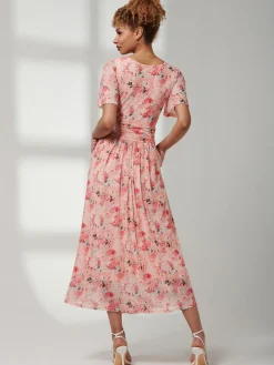 Jolie Moi Occasion Dresses|Floral Dresses-Giana Mesh Maxi Dress, Floral Multi
