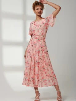 Jolie Moi Occasion Dresses|Floral Dresses-Giana Mesh Maxi Dress, Floral Multi