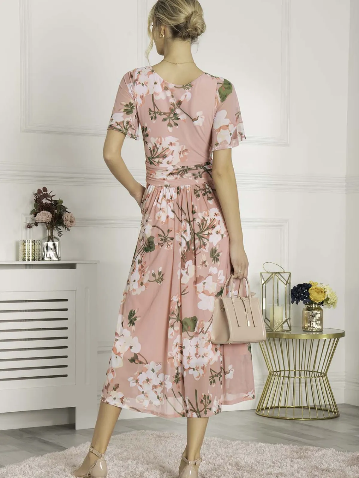 Jolie Moi Occasion Dresses|Floral Dresses-Giana Mesh Maxi Dress, Mauve