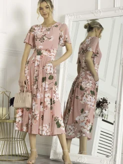 Jolie Moi Occasion Dresses|Floral Dresses-Giana Mesh Maxi Dress, Mauve