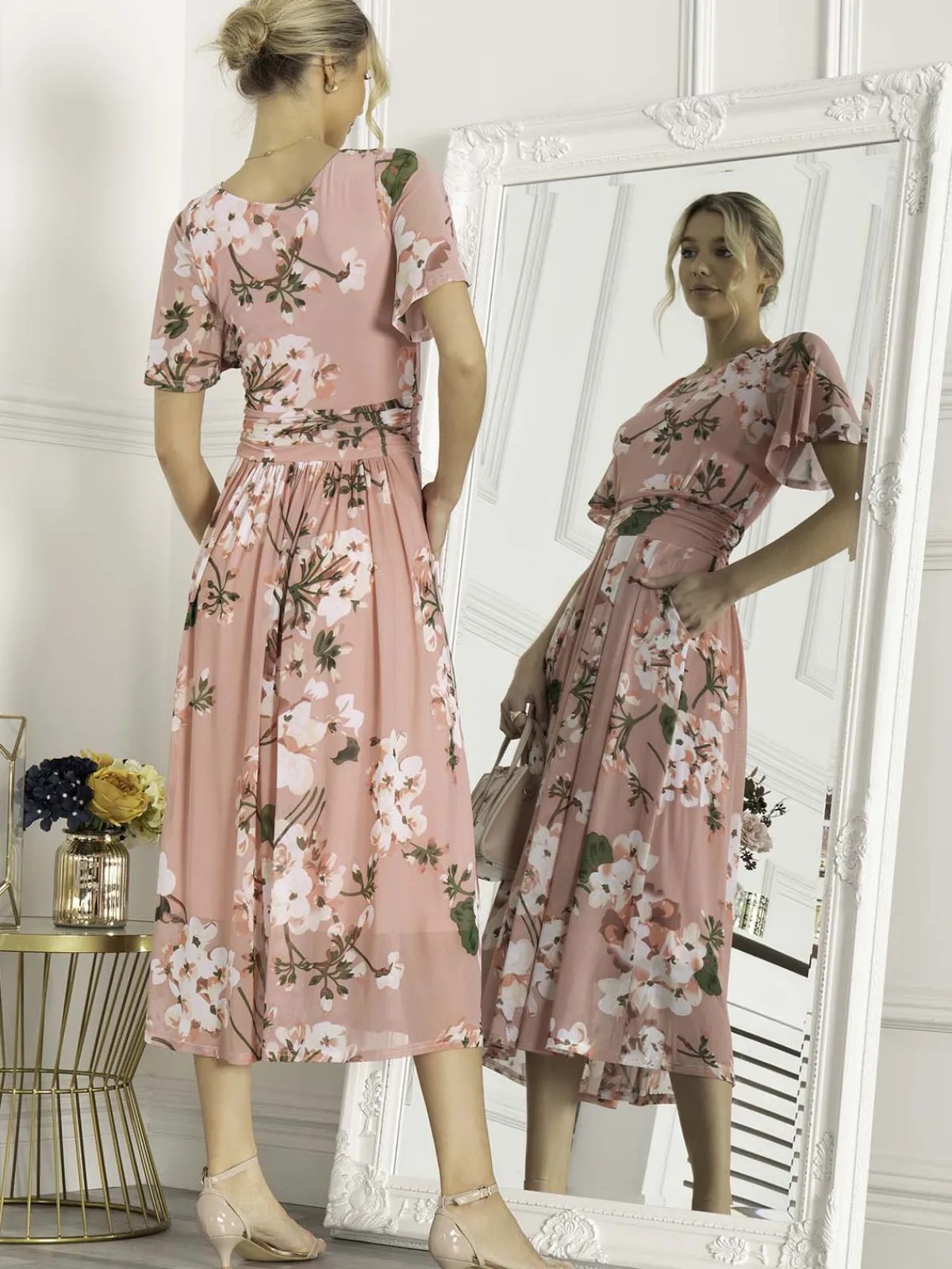 Jolie Moi Occasion Dresses|Floral Dresses-Giana Mesh Maxi Dress, Mauve