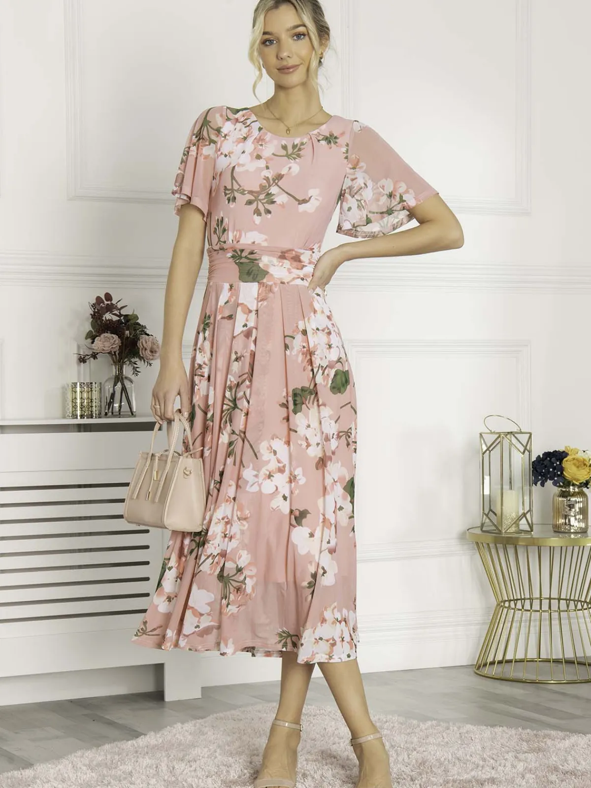 Jolie Moi Occasion Dresses|Floral Dresses-Giana Mesh Maxi Dress, Mauve