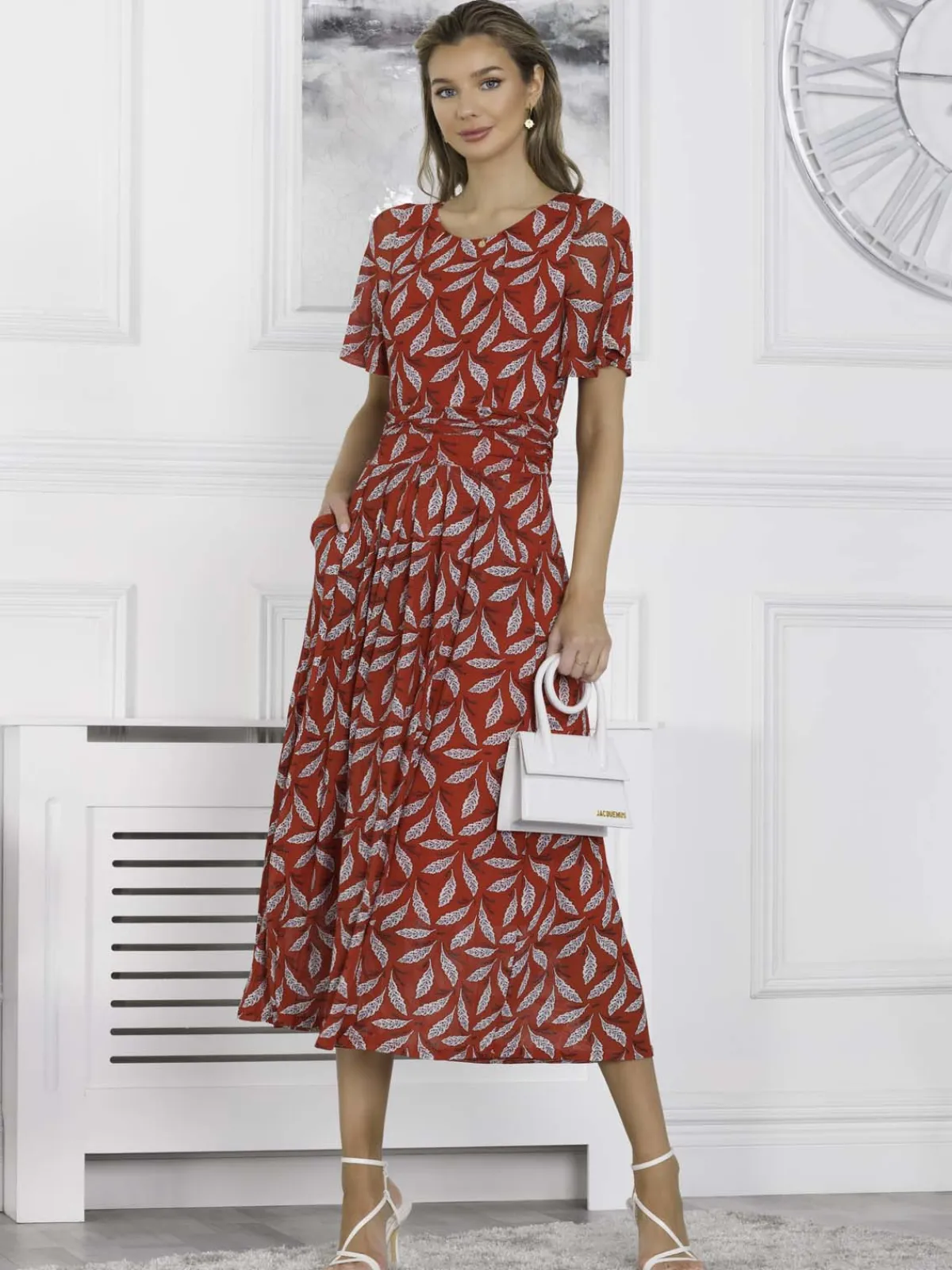 Jolie Moi Occasion Dresses|Office Dresses-Giana Mesh Maxi Dress, Red Leafy