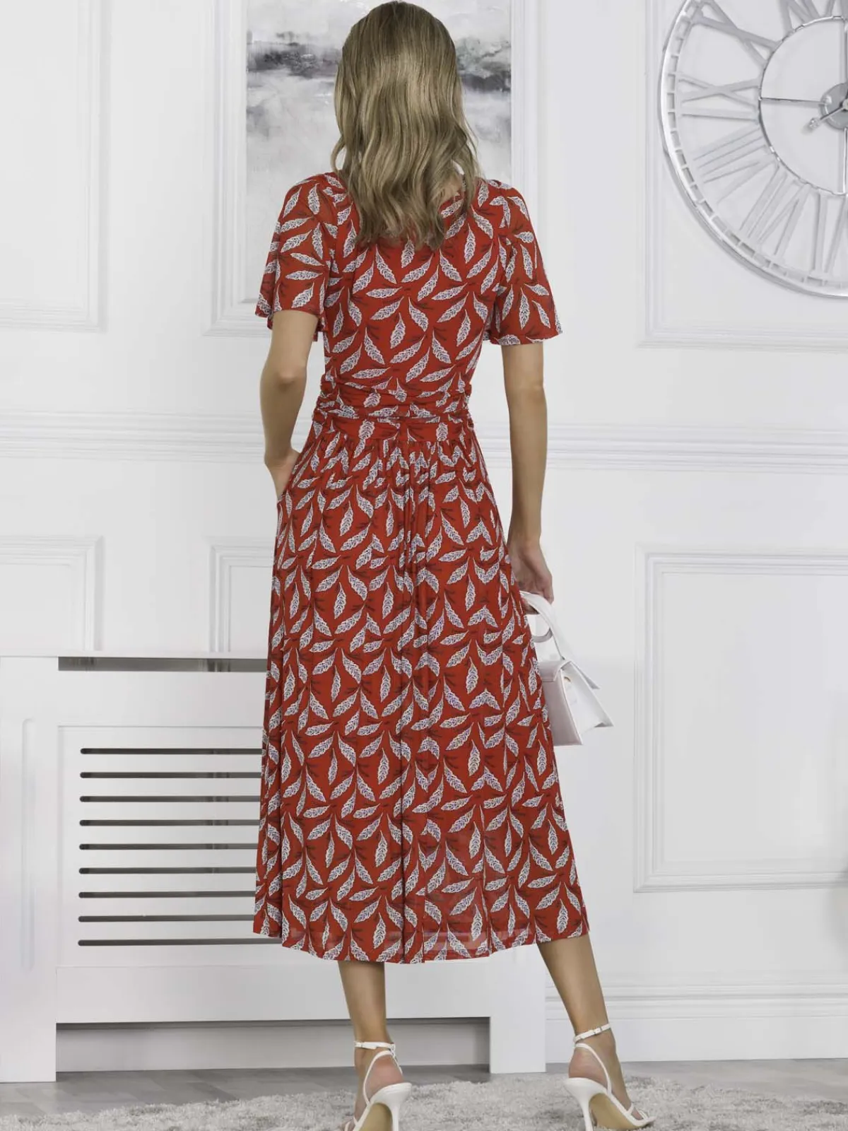 Jolie Moi Occasion Dresses|Office Dresses-Giana Mesh Maxi Dress, Red Leafy