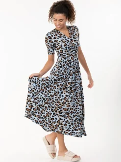Jolie Moi Jersey Dresses|Weekend Casuals-Jenny Animal Print Maxi Dress, Blue Animal
