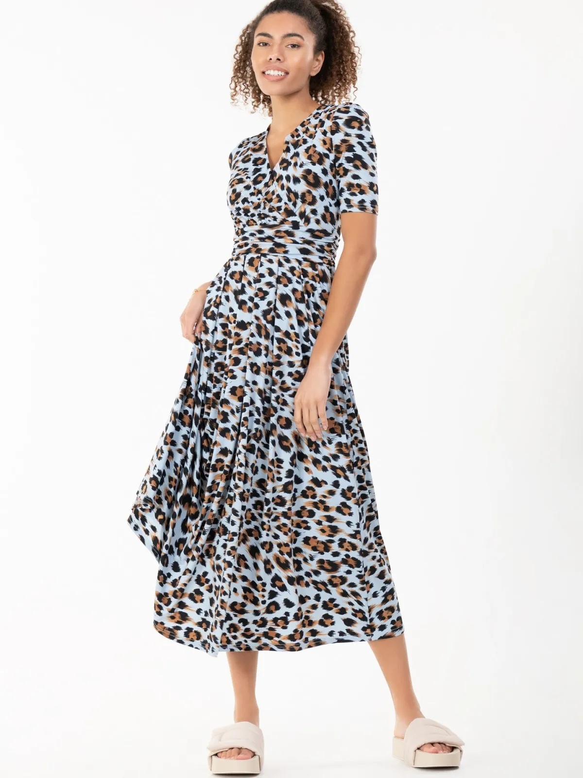 Jolie Moi Jersey Dresses|Weekend Casuals-Jenny Animal Print Maxi Dress, Blue Animal