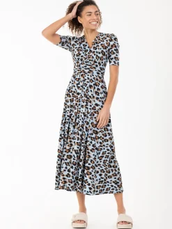 Jolie Moi Jersey Dresses|Weekend Casuals-Jenny Animal Print Maxi Dress, Blue Animal