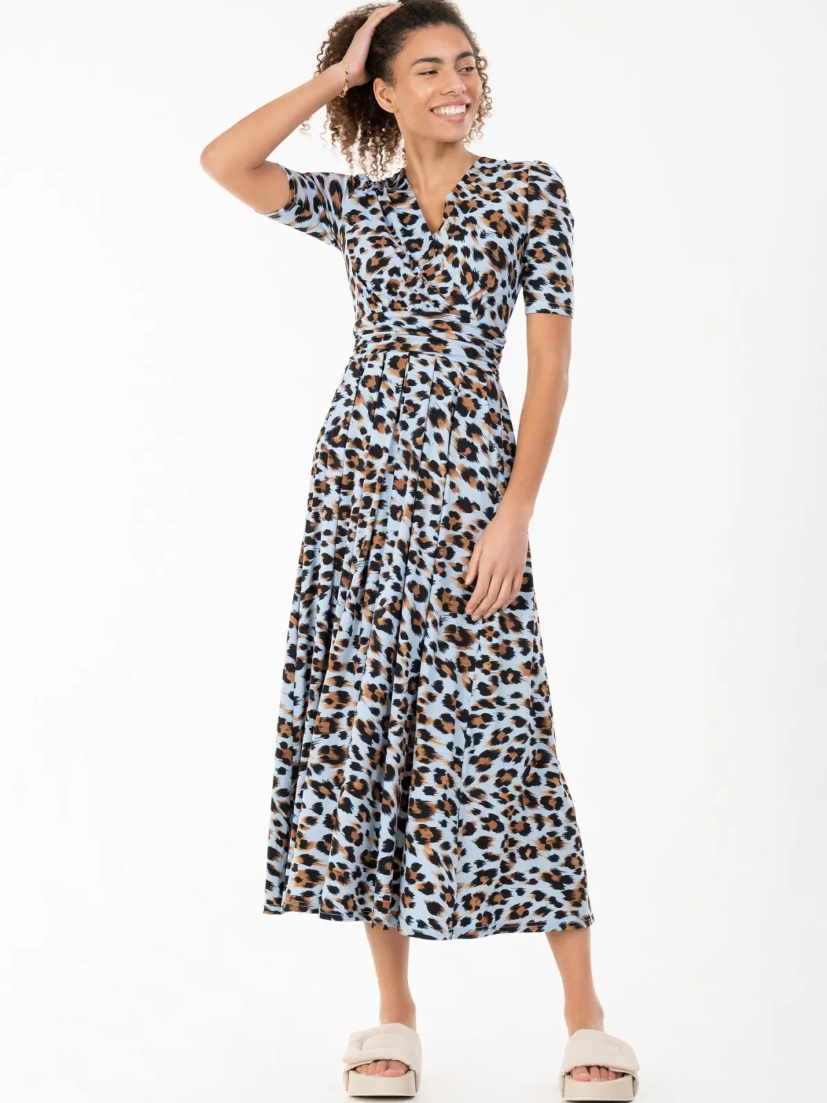 Jolie Moi Jersey Dresses|Weekend Casuals-Jenny Animal Print Maxi Dress, Blue Animal