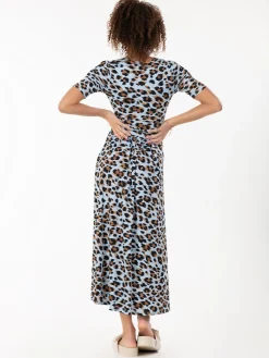 Jolie Moi Jersey Dresses|Weekend Casuals-Jenny Animal Print Maxi Dress, Blue Animal