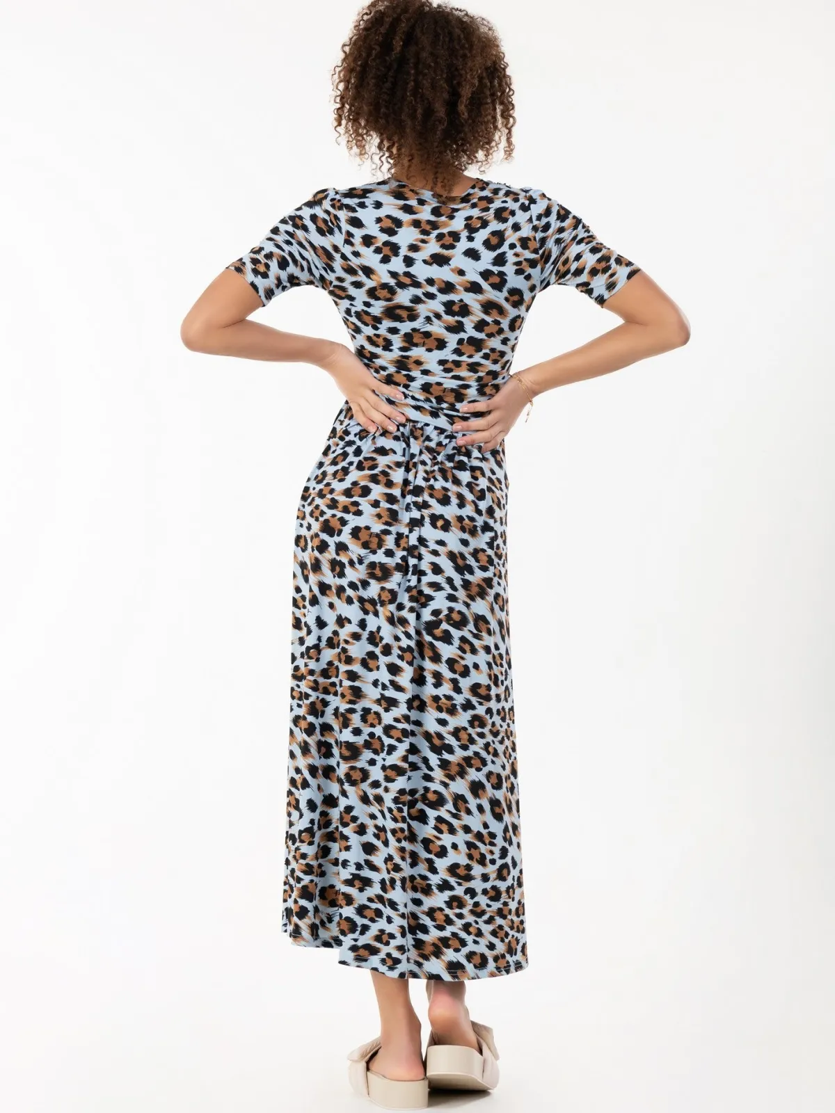 Jolie Moi Jersey Dresses|Weekend Casuals-Jenny Animal Print Maxi Dress, Blue Animal