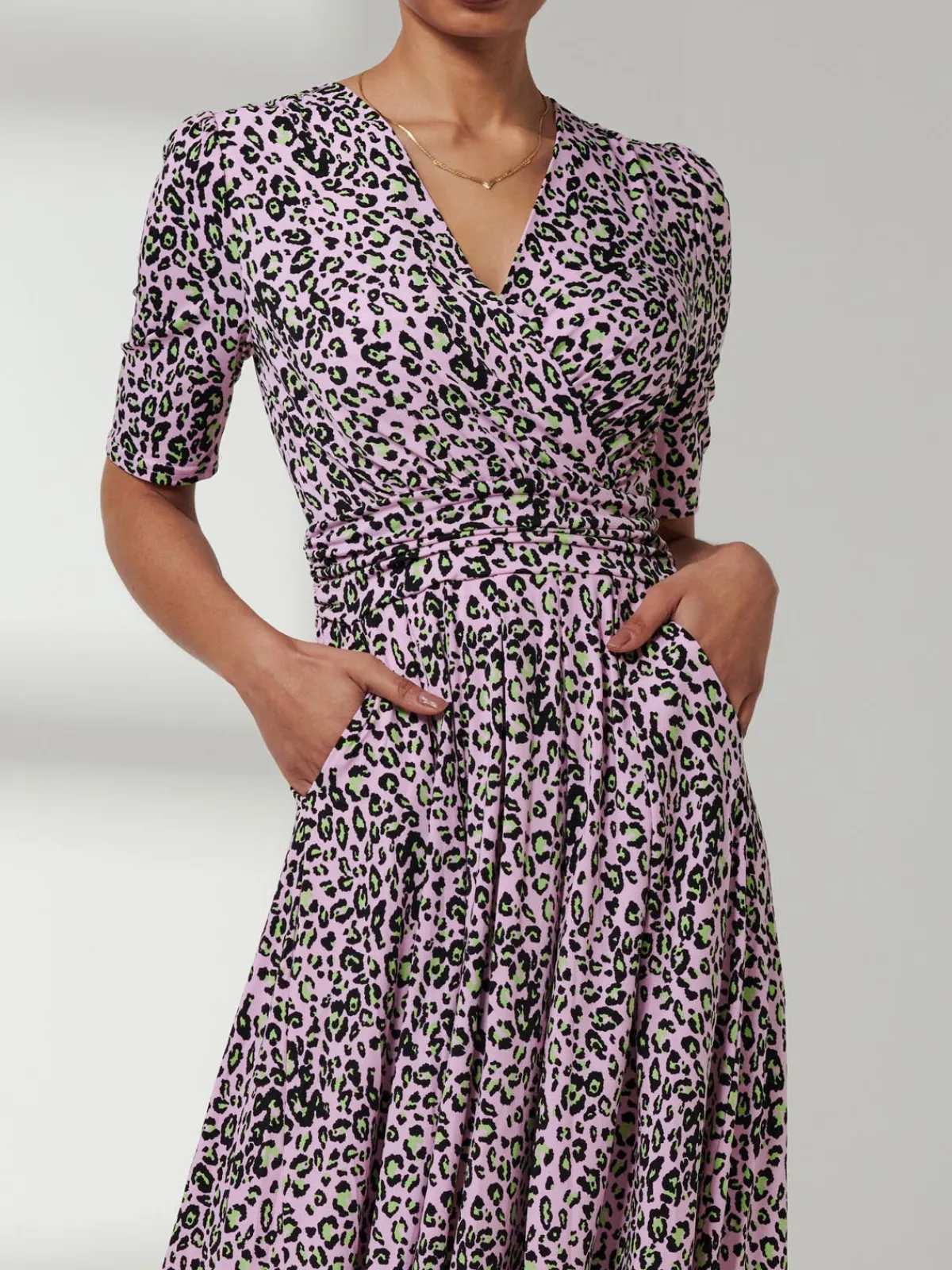 Jolie Moi Occasion Dresses|Weekend Casuals-Kendall Wrap Front Maxi Dress, Pink Animal