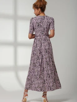 Jolie Moi Occasion Dresses|Weekend Casuals-Kendall Wrap Front Maxi Dress, Pink Animal