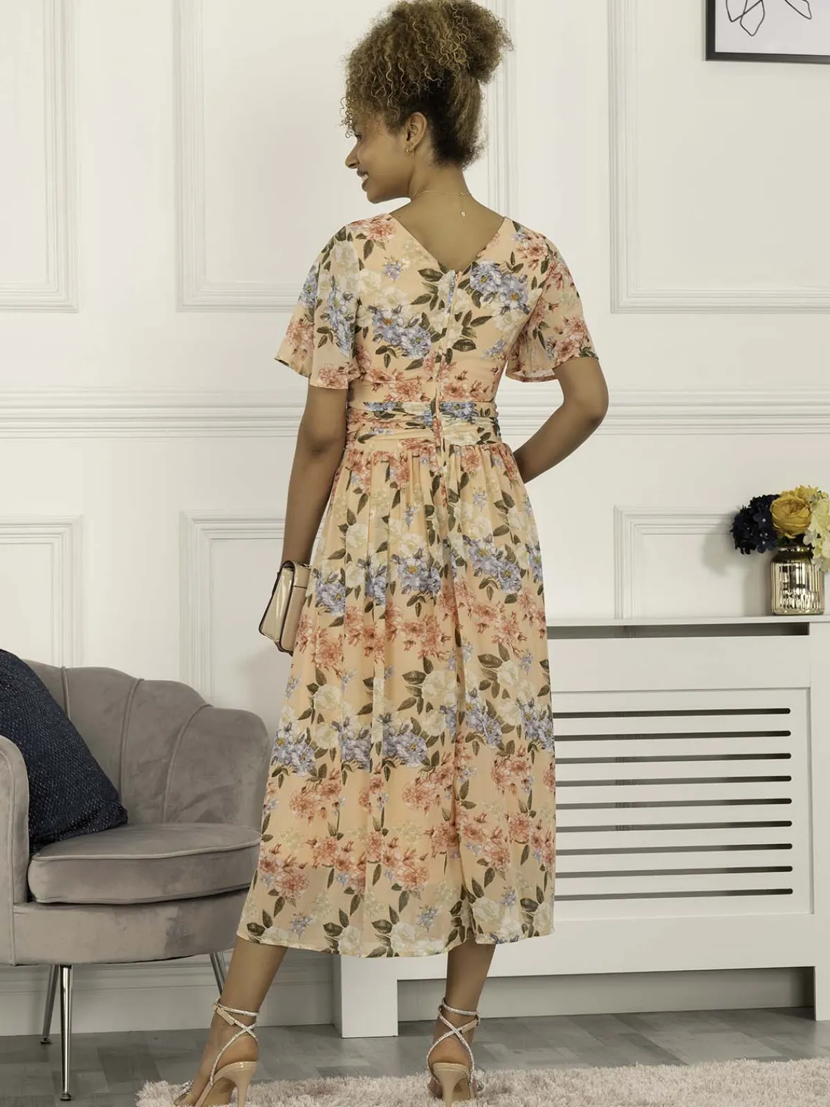 Jolie Moi Occasion Dresses|Weekend Casuals-Mabilie Chiffon Maxi Dress, Pink Floral