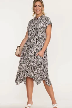 Jolie Moi Shirt Dresses|Office Dresses-Mabley Hanky Hem Tunic, Pink Animal