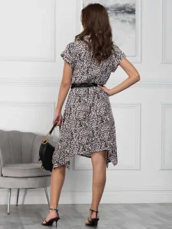 Jolie Moi Shirt Dresses|Office Dresses-Mabley Hanky Hem Tunic, Pink Animal