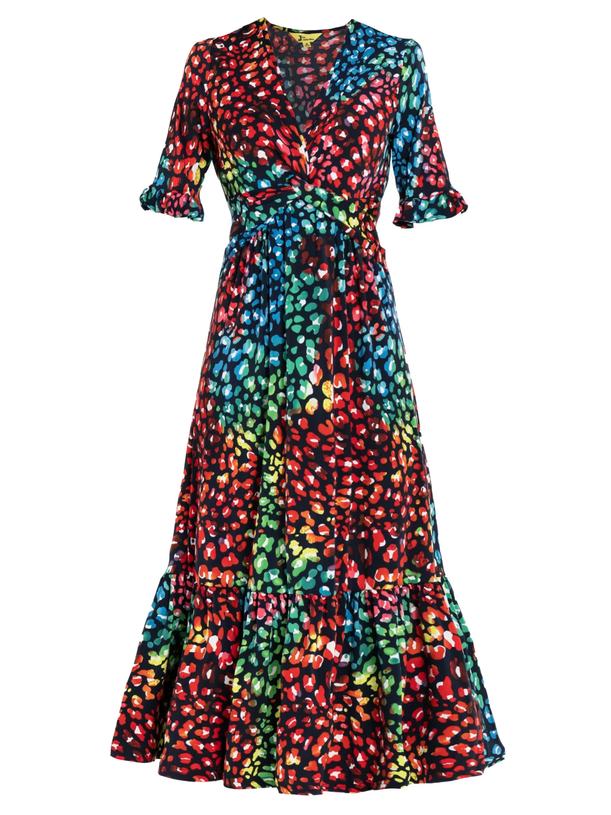 Jolie Moi Occasion Dresses|Jersey Dresses-Paola Tiered Midi Dress, Navy/Multi