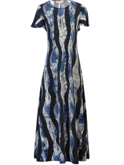Jolie Moi Weekend Casuals|Maxi Dresses-Printed Cap Sleeve Dress, Navy Multi