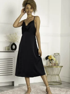 Jolie Moi Occasion Dresses|Sleeveless Dresses-Reene Cowl Neck Midi Dress, Blue