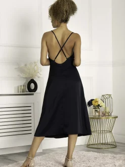 Jolie Moi Occasion Dresses|Sleeveless Dresses-Reene Cowl Neck Midi Dress, Blue