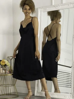 Jolie Moi Occasion Dresses|Sleeveless Dresses-Reene Cowl Neck Midi Dress, Blue