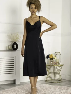 Jolie Moi Occasion Dresses|Sleeveless Dresses-Reene Cowl Neck Midi Dress, Blue