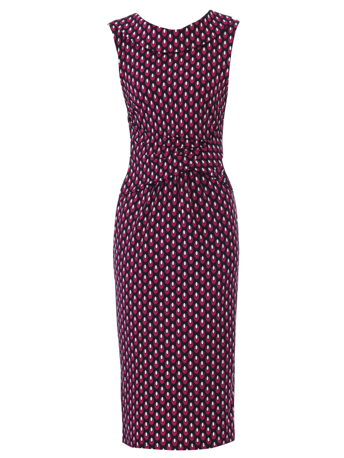 Jolie Moi Occasion Dresses|Race Day Dresses-Roll Collar Sleeveless Shift Dress, Pink Geo