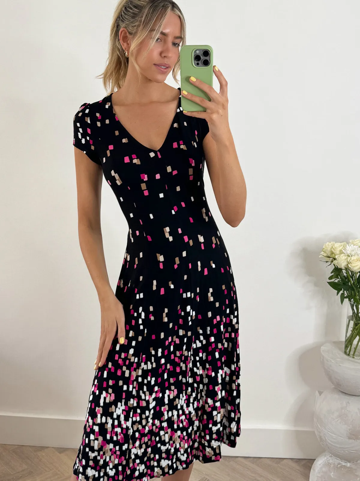 Jolie Moi Occasion Dresses|Weekend Casuals-Sasha Midi Dress, Black Multi