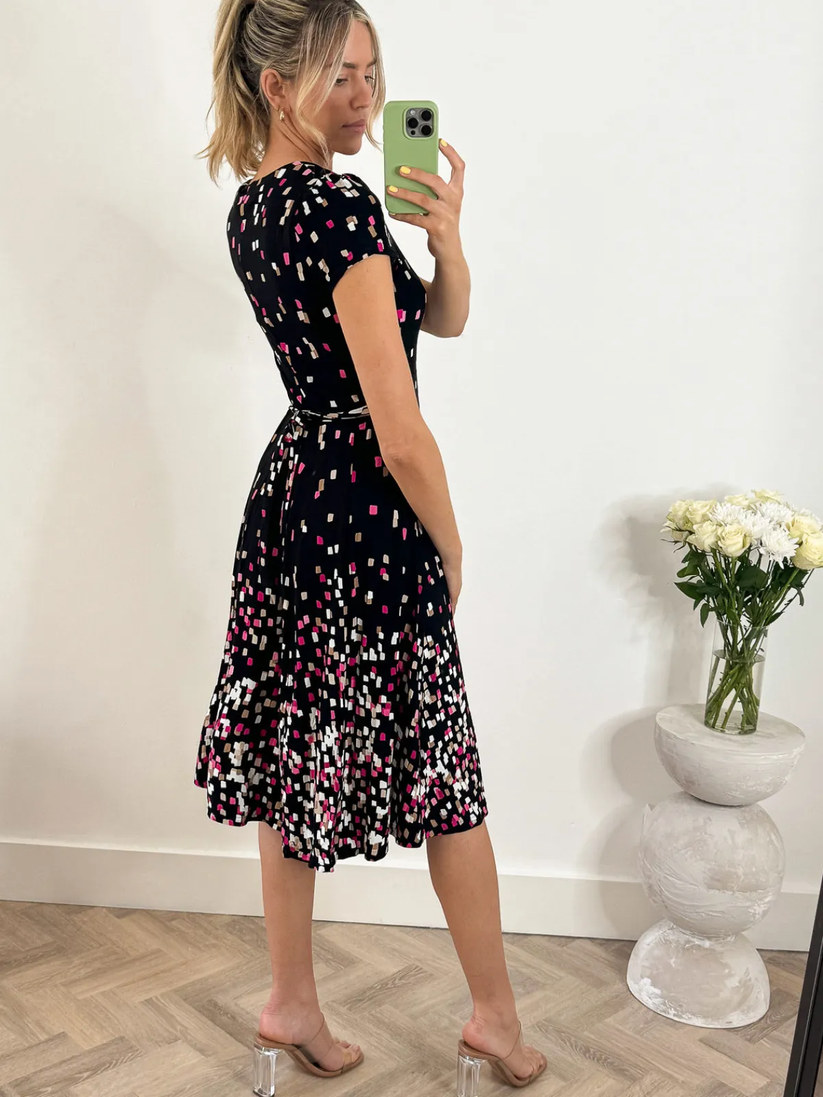 Jolie Moi Occasion Dresses|Weekend Casuals-Sasha Midi Dress, Black Multi