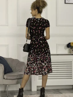 Jolie Moi Occasion Dresses|Weekend Casuals-Sasha Midi Dress, Black Multi