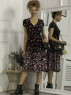 Jolie Moi Occasion Dresses|Weekend Casuals-Sasha Midi Dress, Black Multi