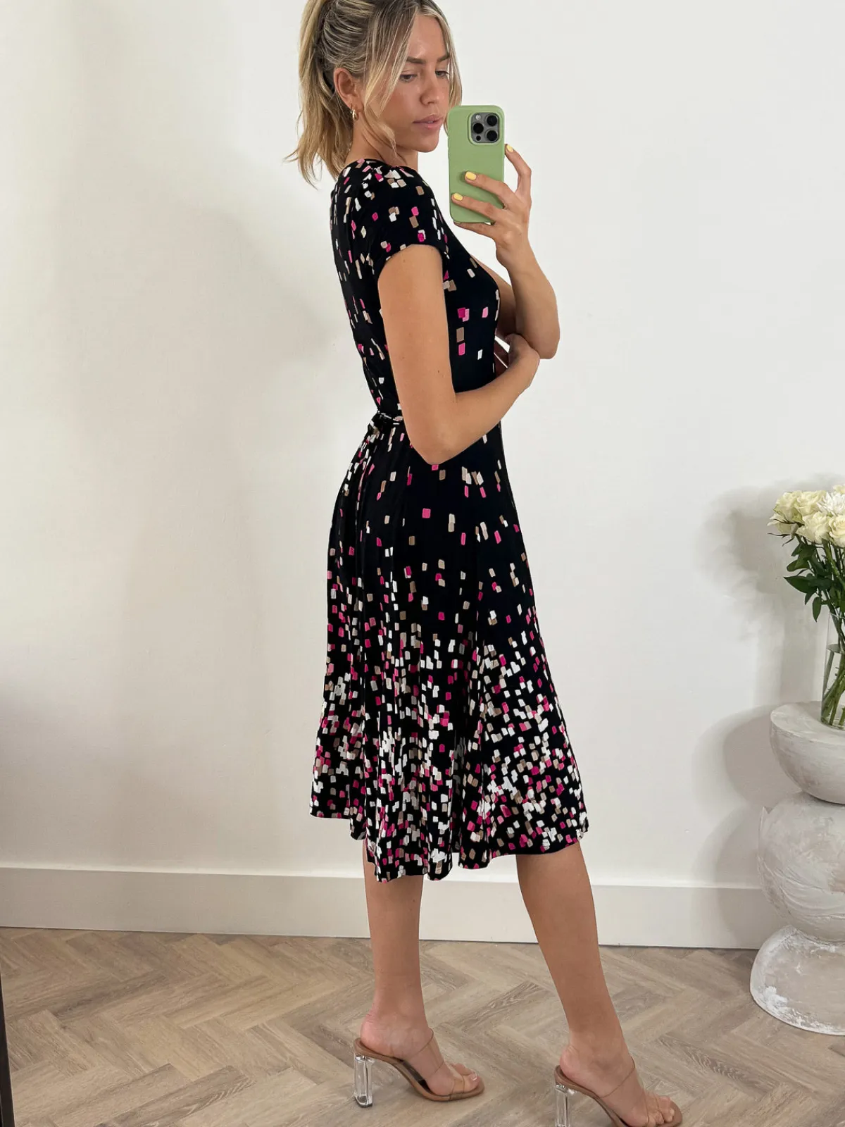 Jolie Moi Occasion Dresses|Weekend Casuals-Sasha Midi Dress, Black Multi