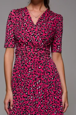 Jolie Moi Occasion Dresses|Office Dresses-Selene Animal Print Maxi Dress, Magenta