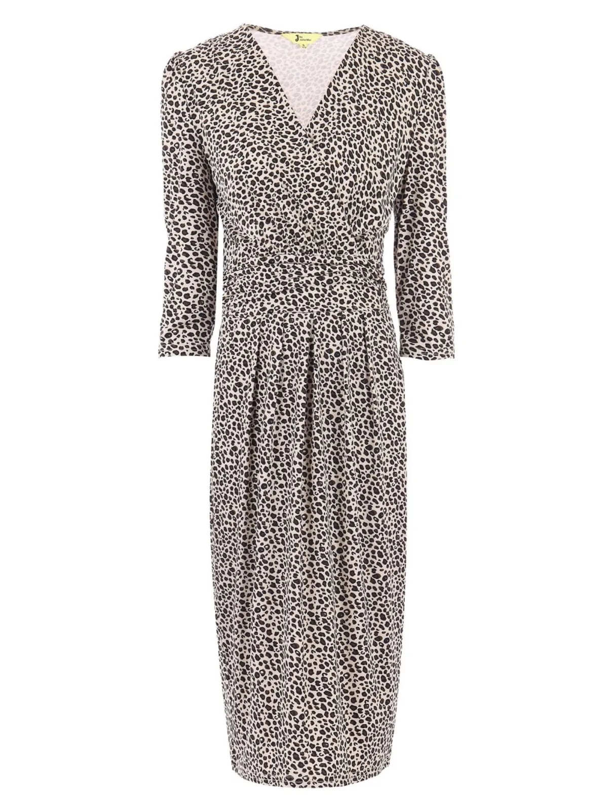 Jolie Moi Occasion Dresses|Jersey Dresses-Wrap Front Bodycon Dress, Beige Leopard