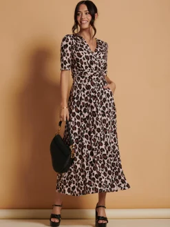 Jolie Moi Occasion Dresses|Jersey Dresses-Josie Animal Print Dress, Light Pink