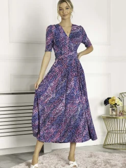 Jolie Moi Occasion Dresses|Weekend Casuals-Josie Animal Print Maxi Dress, Blue Multi