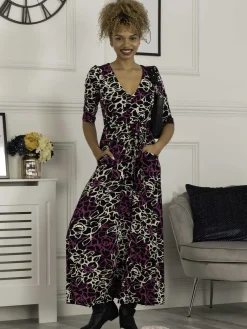 Jolie Moi Occasion Dresses|Jersey Dresses-Kamiyah Viscose Maxi Dress, Floral Multi