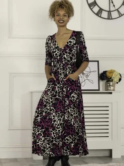 Jolie Moi Occasion Dresses|Jersey Dresses-Kamiyah Viscose Maxi Dress, Floral Multi