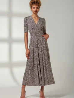 Jolie Moi Occasion Dresses|Animal Print Dresses-Kenzie Half Sleeve Jersey Maxi Dress, Neutral Animal