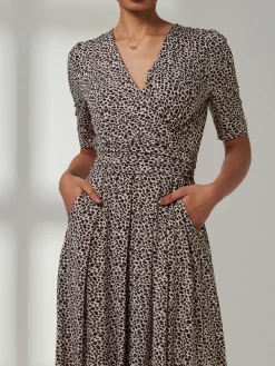 Jolie Moi Occasion Dresses|Animal Print Dresses-Kenzie Half Sleeve Jersey Maxi Dress, Neutral Animal